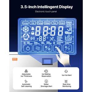 Equipo de Cocina Comercial, Máquina de Hielo de 360 Libras/24 Horas, Contenedor de Almacenamiento Grande de 250 Libras, Autolimpieza Automática, Pantalla Táctil para Uso Comercial - Product Image 5