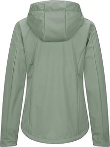 Veste softshell coupe-vent à capuche en polaire pour femme, verte unie, avec fermeture éclair, veste d'extérieur d'automne, veste softshell pour la montagne et le descente - Product Image 2