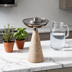 Brûleur à Bakhoor en marbre et acier, idéal pour l'encens aromatique et le parfum Oud, décoration d'intérieur, disponible au prix export. - Product Image 6