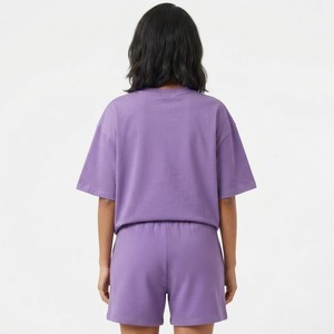 Wholesale Multiple Color Street Wear Cotton <b>Twin</b> <b>Set</b> For Casual Wear Shoulder Design Women Cotton T Shirt And Shorts <b>Set</b> - Product Image 5