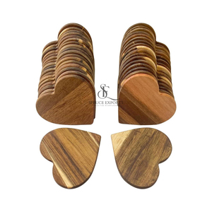 Heart Shaped Wooden <b>Coasters</b> Set Of 4 Handmade Tea Coffee Cup Mat With Gold Metal Holder For Luxury Home Table Decoration - Product Image 5
