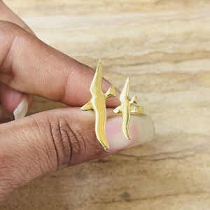 Nouvelle Arrivée Bagues Tendance Oiseaux Bijoux Bohèmes en Laiton pour Femme Plaqué Or 18 carats Minimaliste Animal Enveloppant Bande Ouverte Pour Vente en Gros/OEM/ODM - Product Image 6