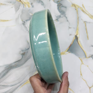 Assiette de service en céramique profonde de couleur vert menthe élégante pour la restauration moderne et le service Assiette en grès émaillé idéale pour les restaurants et les hôtels - Product Image 5