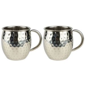 Jarra de Cerveza Clásica Metal Wave con Diseño de Diamantes Verticales, Asa de Cobre Natural, Acabado Mate, Vasos de Acero Inoxidable para Bar, 0-6 Horas - Product Image 4