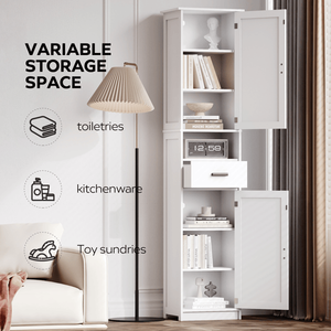 69\" Tall Bathroom Storage Cabinet 2 Barn Doors 1 Drawer Adjustable <b>Shelves</b> <b>Narrow</b> Storage <b>Unit</b> Floor Cabinet Bathroom Furniture - Product Image 5