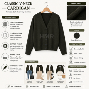 Cárdigan de Punto Acrílico con Cuello en V de la Hermandad HMR, Manga Larga, Color Sólido, Estilo Casual, con Botones al Frente - Product Image 6