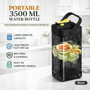 <b>Water</b> Bottle with BPA Free 3.5L Motivational Large <b>Water</b> Jug Leak Proof Huge <b>Water</b> <b>Container</b> with Handle - Product Image 2