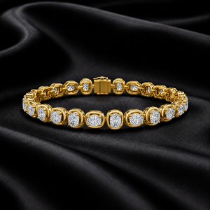 Custom <b>Bracelet</b> Lab Grown Diamond 925 <b>Silver</b> 10K 14K Gold Cushion Cut Halo Tennis <b>Bracelet</b> DEF VVS VS Classic Unisex Jewelry - Product Image 1
