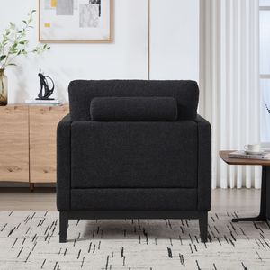 Poltrona singola moderna in stile farmhouse da 35,4 pollici di larghezza, con gambe nere e base in legno, ideale per la lettura nel soggiorno - Product Image 5