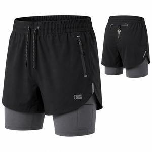 Men's Two <b>Layer</b> Sports Shorts with Elastic Drawstring Waist Custom Private Label Manufacturing Perfect for Gym and Training - Product Image 1
