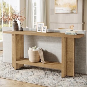 Mesa Consola Moderna de Madera Maciza con Base de Trípode, Mueble Rústico de Almacenamiento para Entrada, Decoración para Sala de Estar - Product Image 5