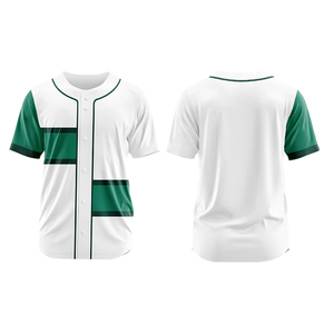 Camiseta de Béisbol Geométrica Blanca y Roja para Hombre, Manga Corta, Cierre de Botones, Transpirable, Poliéster, Todas las Temporadas, Corte Regular - Product Image 2