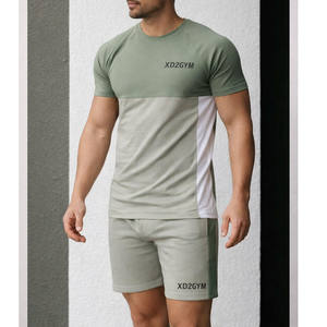 Conjunto de Camiseta y Pantalones Cortos Deportivos para Hombre, con Paneles en Contraste, Logotipo Personalizado XD2GYM, Ropa Deportiva Transpirable - Product Image 1