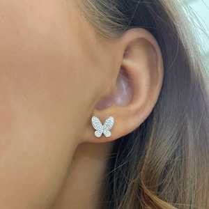 Wholesale Round Lab Grown Diamond Butterfly Stud <b>Earrings</b> 14K 18K Solid Gold Pave Animal Statement Luxury <b>Earrings</b> Everyday Wear - Product Image 2