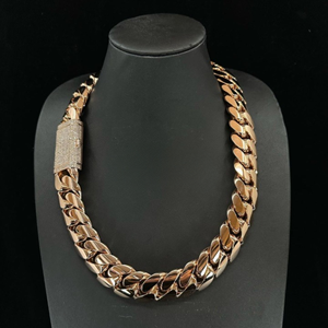 High Quality Hot Sale Iced Jewelz Women's 22mm Lab Grown Moissanite Micro Pave Hip Hop <b>Cuban</b> <b>Link</b> <b>Chain</b> 925 <b>Silver</b> Rose Gold - Product Image 2