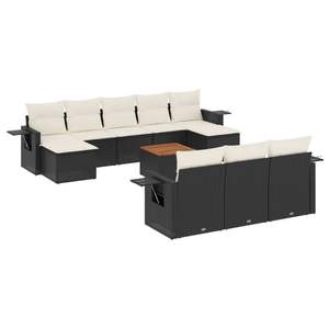 Conjunto de Sofás de Jardín en Negro y Crema, Muebles de Ratán para Exteriores con Cojines de Espuma de Alta Densidad, Diseño Contemporáneo Impermeable - Product Image 4