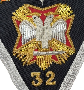 32nd Degree Scottish Rite Collar Black Moire Silver <b>Braid</b> Masonic Regalia Scottish Rite <b>Accessories</b> Freemason Collar Ceremonial - Product Image 3