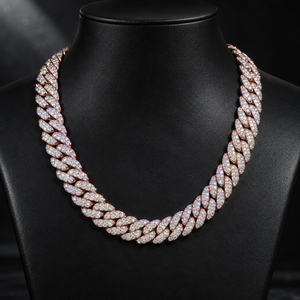 Chaîne cubaine classique en moissanite CVD 14 mm, testée au diamant, plaquée or 18 carats, bijoux hip-hop pour hommes, coffret cadeau de luxe - Product Image 1