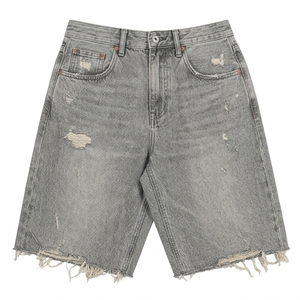 Shorts Bermuda en jean coupe bootcut vintage unisexe personnalisables pour votre marque, taille mi-haute, boutonnés sur le devant, en tissu à séchage rapide, pour l'été, vente en gros, taille moyenne - Product Image 2