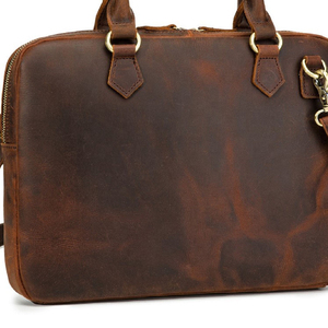 leather laptop briefcase with secure closure and structured body for safe transport of devices and <b>documents</b> leather laptop <b>bag</b> - Product Image 2