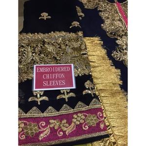 2021 vente chaude traditionnelle soie Salwar Kameez pakistanais indien mariage Collection brodé en mousseline de soie fête porter costume fait - Product Image 6