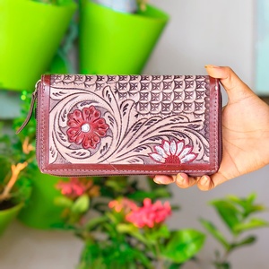 Sac à main en cuir véritable fait main avec motif floral, tendance estivale, imperméable, antivol, fermeture éclair, multi-usages, pour femme, design de créateur - Product Image 4