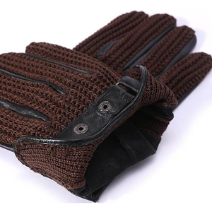Leather Wrist <b>Gloves</b> With <b>Wool</b> Lining Breathable Winter Outdoor Casual Plain Style - Product Image 5