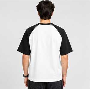Men's Black White <b>Raglan</b> Sleeve <b>T</b>-<b>Shirt</b> O-Neck Regular Fit Casual 100% Cotton Jersey Solid Color Front Pattern Breathable Quick - Product Image 3