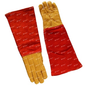 OEM Especial 18 \ "largo cuero de vaca Natural de cuero partido guantes de manejo de animales seguridad veterinaria reptil Control De corteza rasguño - Product Image 3