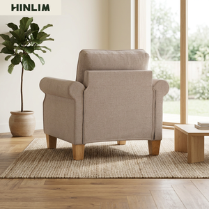 Sofá de Tela Beige Moderno y Acogedor, Sillón Minimalista con Estructura de Madera Maciza para Sala de Estar y Rincón de Lectura - Product Image 2