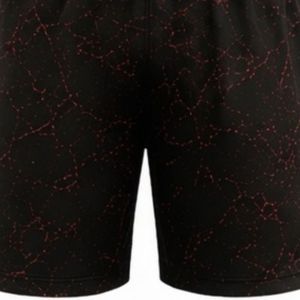 Shorts d'entraînement athlétiques imprimé marbre noir et rouge avec taille élastique, respirants, légers, pour la gym et le sport - Product Image 6