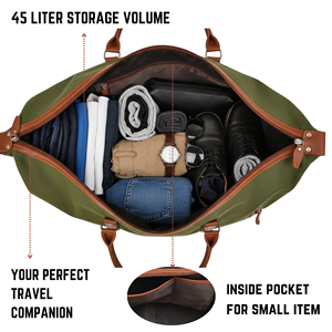 Sac de voyage pliable grande capacité en toile kaki avec fermeture éclair en polyester, haute qualité, unisexe, pour week-end, bagage cabine - Product Image 6