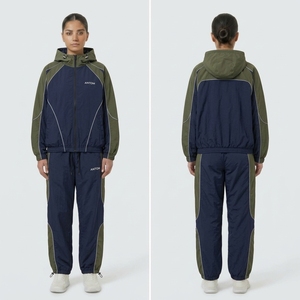Wholesale Custom Logo Tracksuit <b>Men</b> Women 2 Piece Set Color Block Hooded <b>Track</b> <b>Jacket</b> Jogger Pants Sportswear Running Suits - Product Image 6