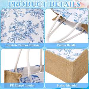 Bolsa de Mano de Yute Ecológica de Gran Capacidad, Bolsa de Compras Reutilizable para Comestibles y Comercio Minorista - Product Image 4