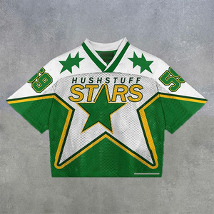 Custom Vintage Soccer Jersey for Men Sublimation Printed Mesh V Neck Boxy Cropped Football Shirt - Product Image 6