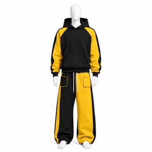 Conjunto deportivo de dos piezas con cremallera de alta calidad, personalizado con serigrafía, estilo holgado, para hombre, hecho en Pakistán. - Product Image 2