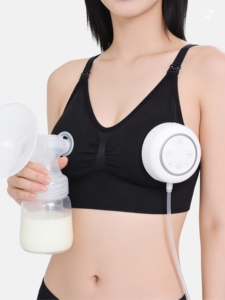 Sujetador de lactancia Bmama negro manos libres, inalámbrico, de algodón, para maternidad, compatible con extractores portátiles, copas A-B OE - Product Image 2