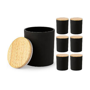 Tarro de vela de vidrio mate negro con tapa de madera Tarro de vidrio de la mejor calidad Uso para el hogar Centro de mesa Decoración de Navidad India - Product Image 5