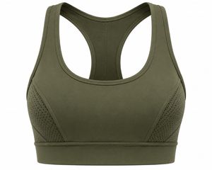 Soutien-gorge de sport dos nageur pour femme, col en U, écologique, léger, simple, séchage rapide, sans coutures, respirant, avec panneau en maille, maintien élevé, fermeture avant - Product Image 1