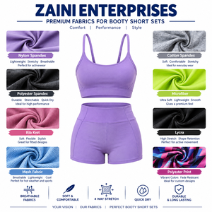 Premium Quality 220g Quilted Spandex/Nylon Halter Strap High Waist <b>Booty</b> Shorts Pink Short Set Four-Way Stretch Eco-Friendly - Product Image 2