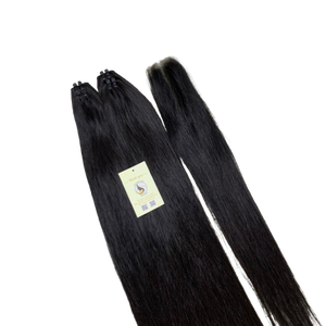 Petits nœuds sur 2x6 HD fermeture à lacet faisceaux de cheveux naturels raides extensions de trame cheveux vietnamiens bruts cheveux humains Vietnam - Product Image 1