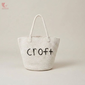 Recycled Woven Paper Tote <b>Bag</b> with Vest Handle for Women PVC Handicraft for Wholesaling Viettime Craft - Product Image 1