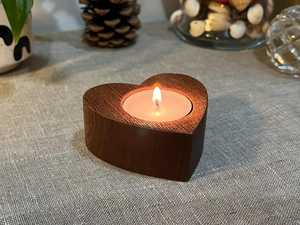 Heart shape Rustic Wooden Tealight Candle Holder Handmade Decorative Wood Block <b>Stand</b> for Home and Wedding Events - Product Image 1