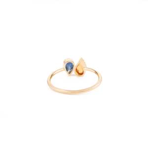 18K Natural Multi Sapphire Two Stone Statement Moissanite Ring - Product Image 6