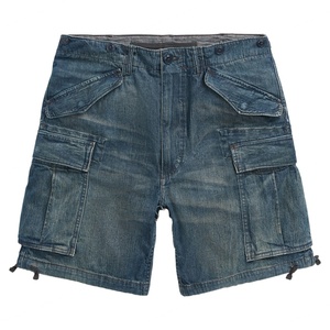 Pantalones Cortos Cargo de Mezclilla Lavada para Hombre, Cintura Media, Estilo Casual de Verano, con Múltiples Bolsillos, Tejido de Algodón - Product Image 1