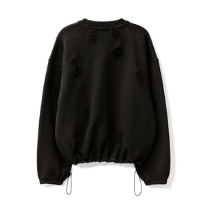 Men's Ripped Knitted <b>Pullover</b> <b>Sweater</b> Solid Color Long Sleeve Crew Neck Winter Polyester/Cotton Slight Stretch - Product Image 2
