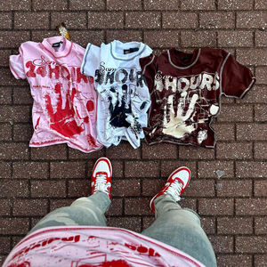 Camiseta de algodón grueso personalizada para hombre, con estampado serigrafiado, estilo vintage, corte holgado y extragrande - Product Image 1