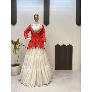 Belle soirée porter Lehenga Choli et Koti ensemble - Product Image 3