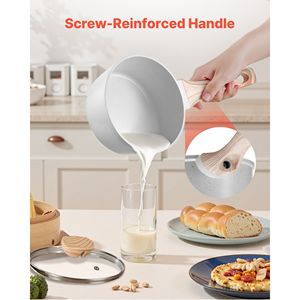 Cacerola Antiadherente de 1.5 Qt con Tapa de Vidrio Templado, Olla de Cocina de Metal Multiusos con Mango Desmontable, Práctica para Untar - Product Image 2