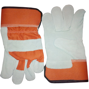 Gants de travail canadiens en cuir de vachette de qualité supérieure, double paume, manchette caoutchoutée extra longue, gants de sécurité pour ouvriers - Product Image 1